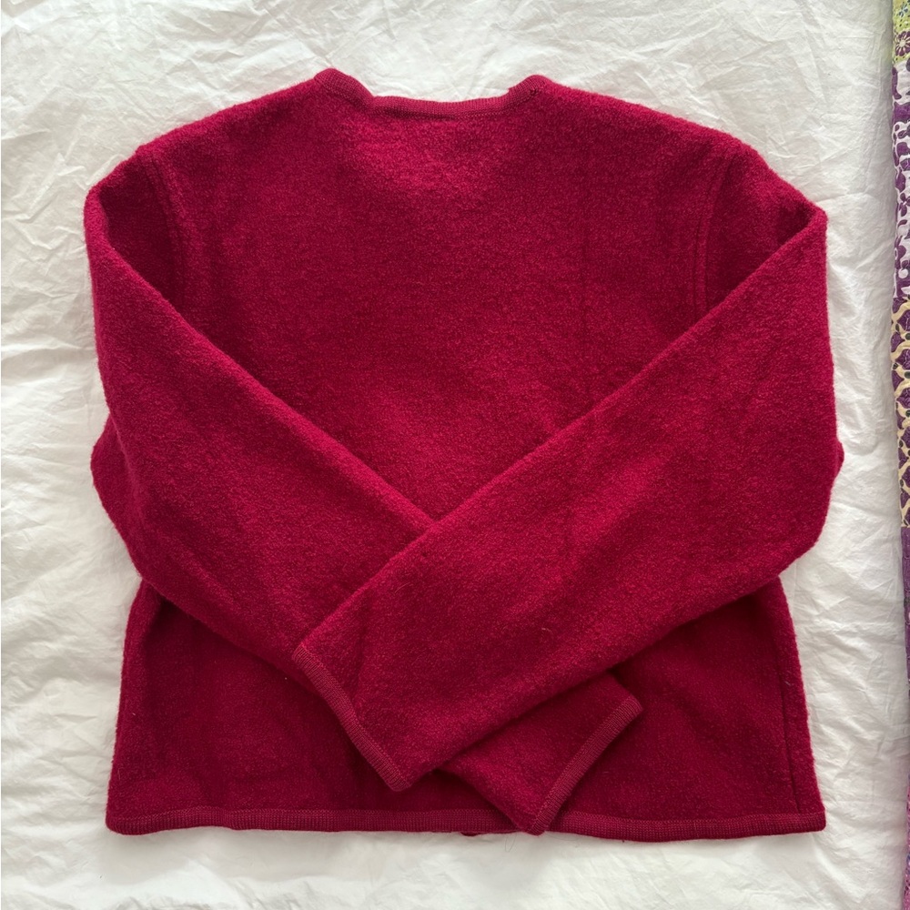 Talbots Raspberry Red 100% Wool Cardigan Jacket - Picture 7 of 7